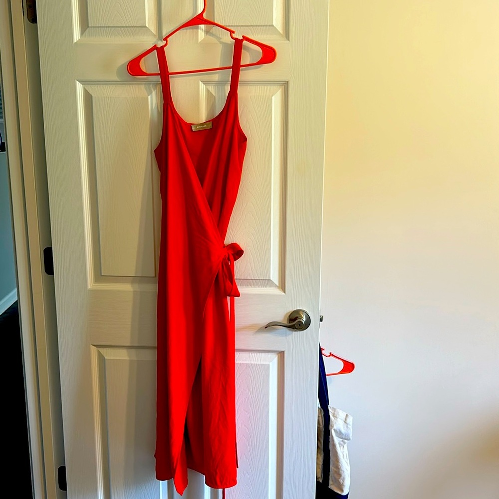 Everlane The Japanese GoWeave Tank Wrap Dress in poppy red
